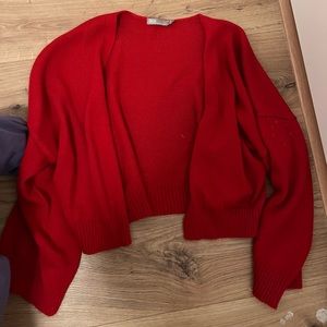 Cropped red asks cardigan
